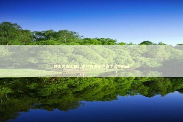 搜索效率太低？这些方法帮你省下大把时间